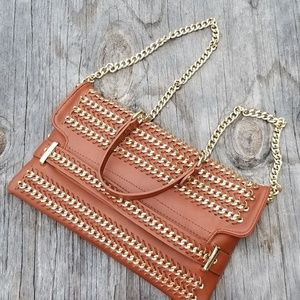 Tan brown chained crossbody purse